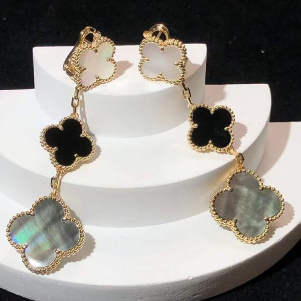 Van Cleef & Arpels Vintage Alhambra Earring 18K Rose Gold Gemstone Custom (2)