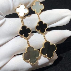 Van Cleef & Arpels Vintage Alhambra Earring 18K Rose Gold Gemstone Custom (2)