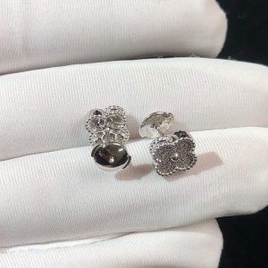 Van Cleef & Arpels Vintage Alhambra Earring Natural Diamond 18K White Gold Custom (2)