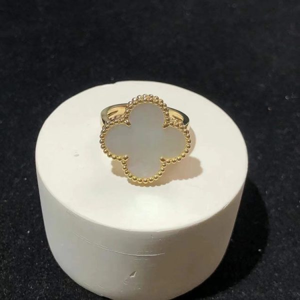 Van Cleef & Arpels Vintage Alhambra Rings Mother Of Pearl 18K Gold Custom (2)