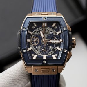 Hublot Spirit Of Big Bang King Gold Bezel Blue Ceramic Replica Watch 42mm (1)