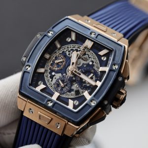 Hublot Spirit Of Big Bang King Gold Bezel Blue Ceramic Replica Watch 42mm (1)