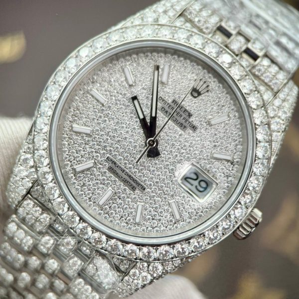 Rolex Iced Out DateJust 126234 Customs Full Moissanite Diamonds 41mm (9)