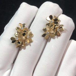 Van Cleef & Arpels Frivole Earring Custom Natural Diamond 18K Gold (2)