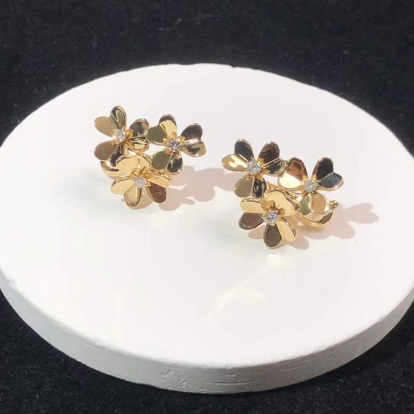 Van Cleef & Arpels Frivole Earring Custom Natural Diamond 18K Gold (2)