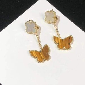 Van Cleef & Arpels Lucky Alhambra Womens Earring Custom Gemstone 18K Gold (2)