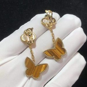 Van Cleef & Arpels Lucky Alhambra Womens Earring Custom Gemstone 18K Gold (2)
