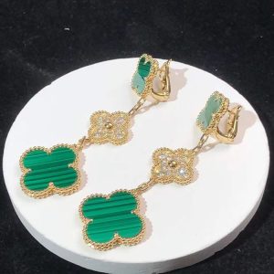 Van Cleef & Arpels Vintage Alhambra Earring Women Gemstone Diamond 18K Gold (2)