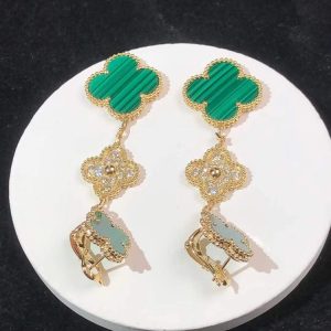 Van Cleef & Arpels Vintage Alhambra Earring Women Gemstone Diamond 18K Gold (2)