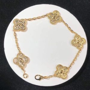 Van Cleef & Arpels Vintage Alhambra Womens Bracelet 18K Gold Custom (2)