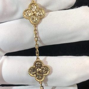 Van Cleef & Arpels Vintage Alhambra Womens Bracelet 18K Gold Custom (2)