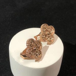 Van Cleef & Arpels Vintage Alhambra Womens Earring Custom 18K Rose Gold (2)