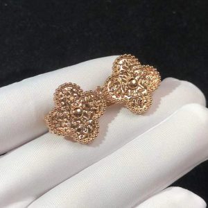 Van Cleef & Arpels Vintage Alhambra Womens Earring Custom 18K Rose Gold (2)