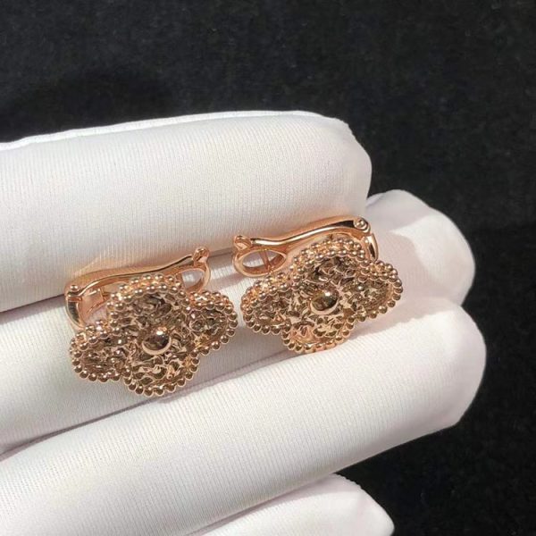 Van Cleef & Arpels Vintage Alhambra Womens Earring Custom 18K Rose Gold (2)