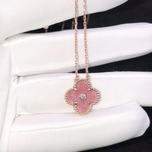 Van Cleef & Arpels Vintage Alhambra Womens Necklace 18K Gold Gemstone Custom (2)