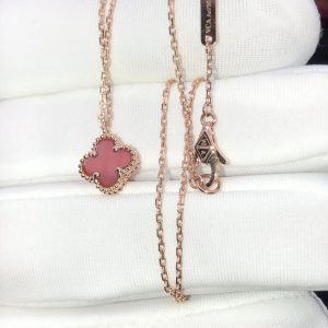 Van Cleef & Arpels Vintage Alhambra Womens Necklace Natural Gemstone 18K Rose Gold (2)