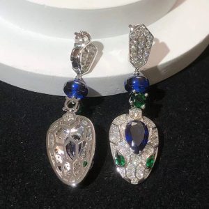 BVLGari Serpenti Earring Gemstone Diamond 18K White Gold Custom (2)