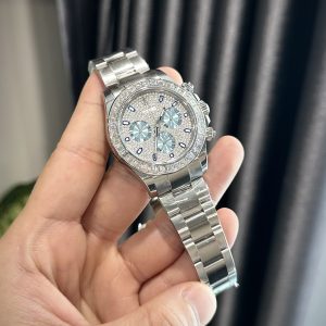 Rolex Daytona Customs Moissanite Diamonds Baguette Bezel Replica Watch 40mm (7)