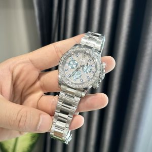 Rolex Daytona Customs Moissanite Diamonds Baguette Bezel Replica Watch 40mm (7)