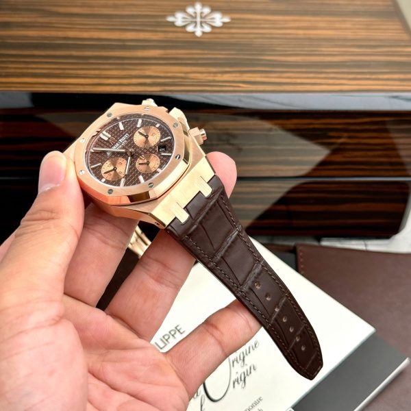 Audemars Piguet Royal Oak 26331OR Fake 11 Brown Dial Leather Strap IP Factory 41mm (2)