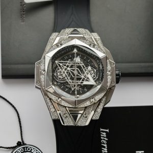 Hublot Big Bang Sang Bleu II Replica 11 Watch Custom Moissanite Diamonds 44mm (2)