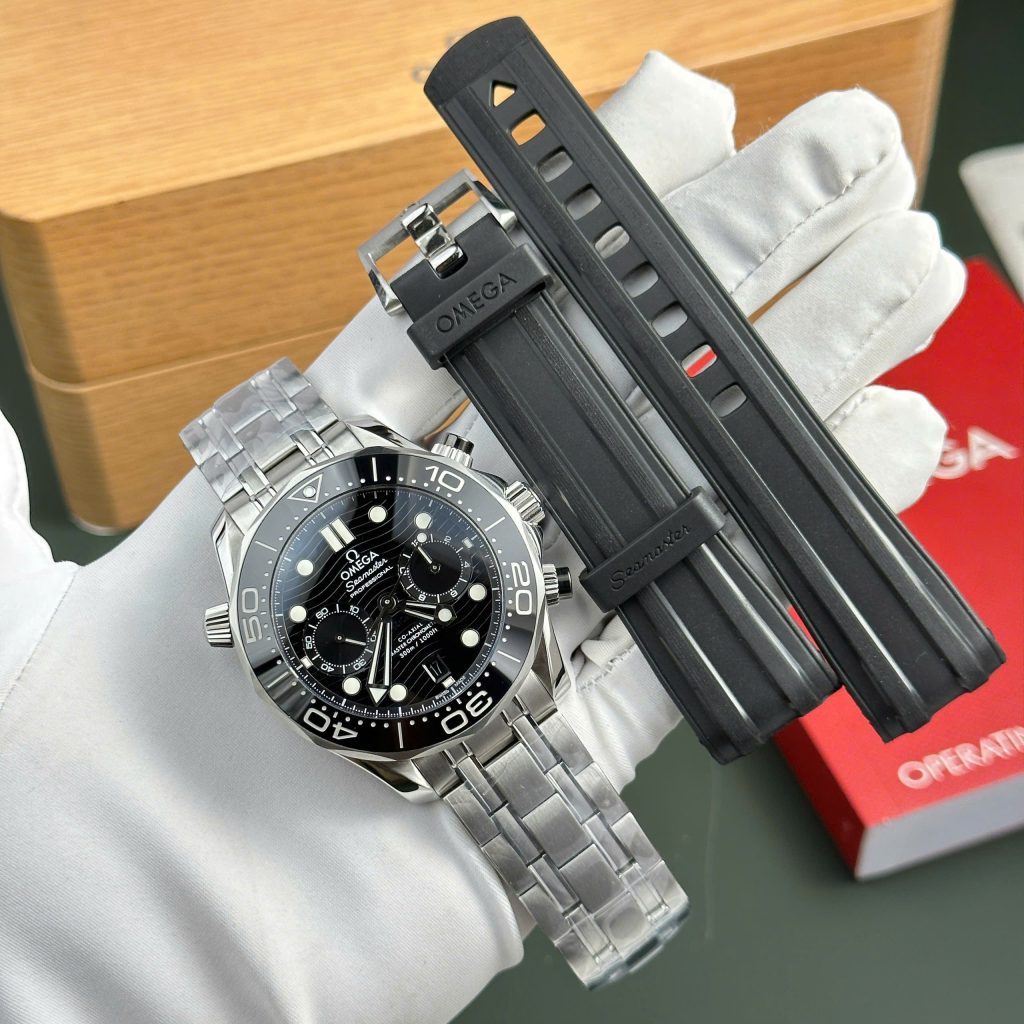 Omega Seamaster Diver 300M Chronograph Replica Watch Black Dial Metal Wire N1 Factory 44mm (2)