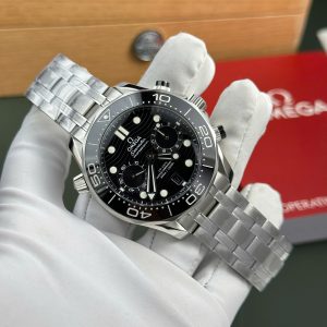 Omega Seamaster Diver 300M Chronograph Replica Watch Black Dial Metal Wire N1 Factory 44mm (2)