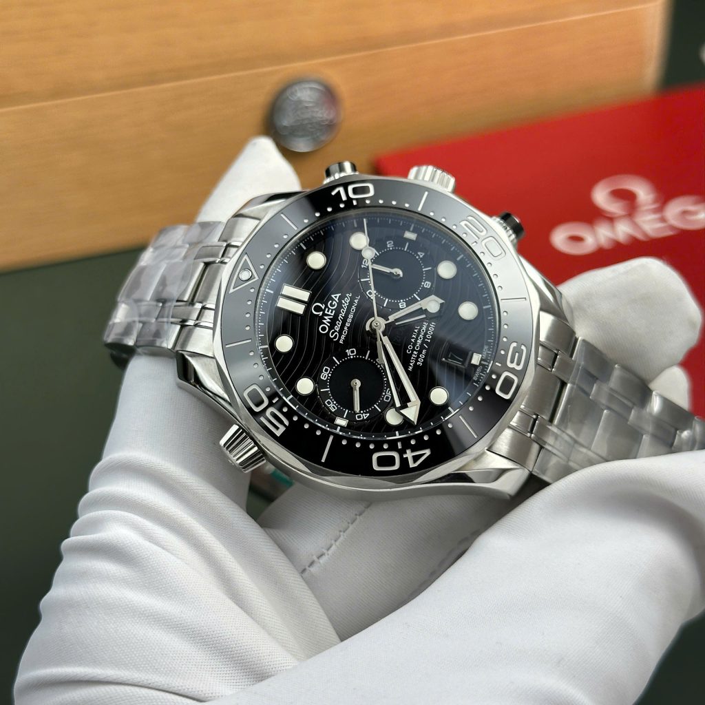 Omega Seamaster Diver 300M Chronograph Replica Watch Black Dial Metal Wire N1 Factory 44mm (2)