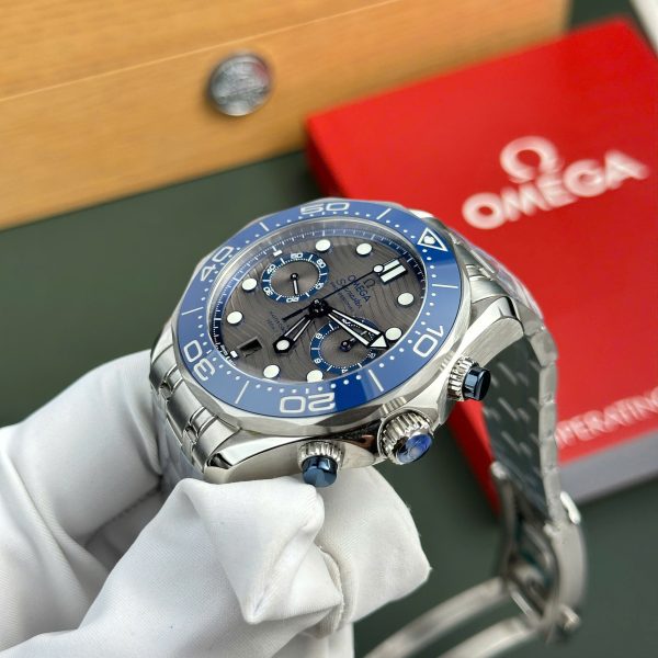 Omega Seamaster Diver 300M Chronograph Replica Watches Gray Dial Metal Wire N1 Factory 44mm (2)