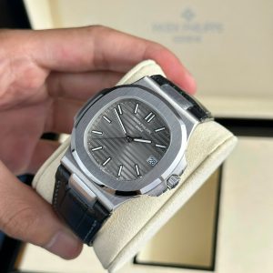 Patek Philippe Best Replica Watch Nautilus 5711 Gray Dial Leather Strap 3K Factory 40mm (2)