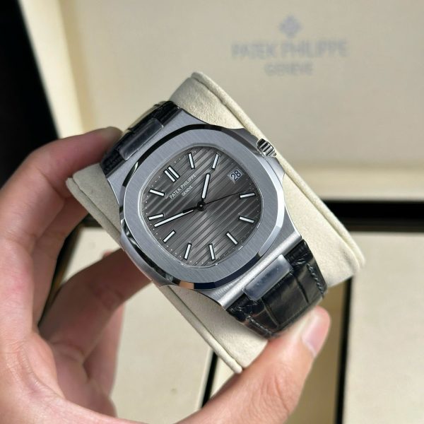 Patek Philippe Best Replica Watch Nautilus 5711 Gray Dial Leather Strap 3K Factory 40mm (2)