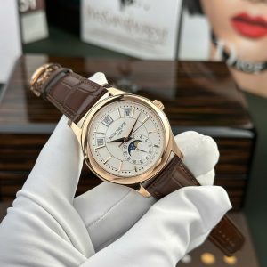 Patek Philippe Complications 5205 Replica Watch White Dial Leather Strap KM Factory 40mm (2)