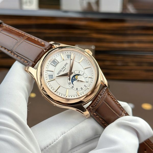 Patek Philippe Complications 5205 Replica Watch White Dial Leather Strap KM Factory 40mm (2)