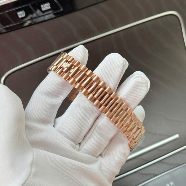 Rolex Day Date Rose Gold Wrapped Best Replica Watch Chocolate Dial QF Factory 40mm