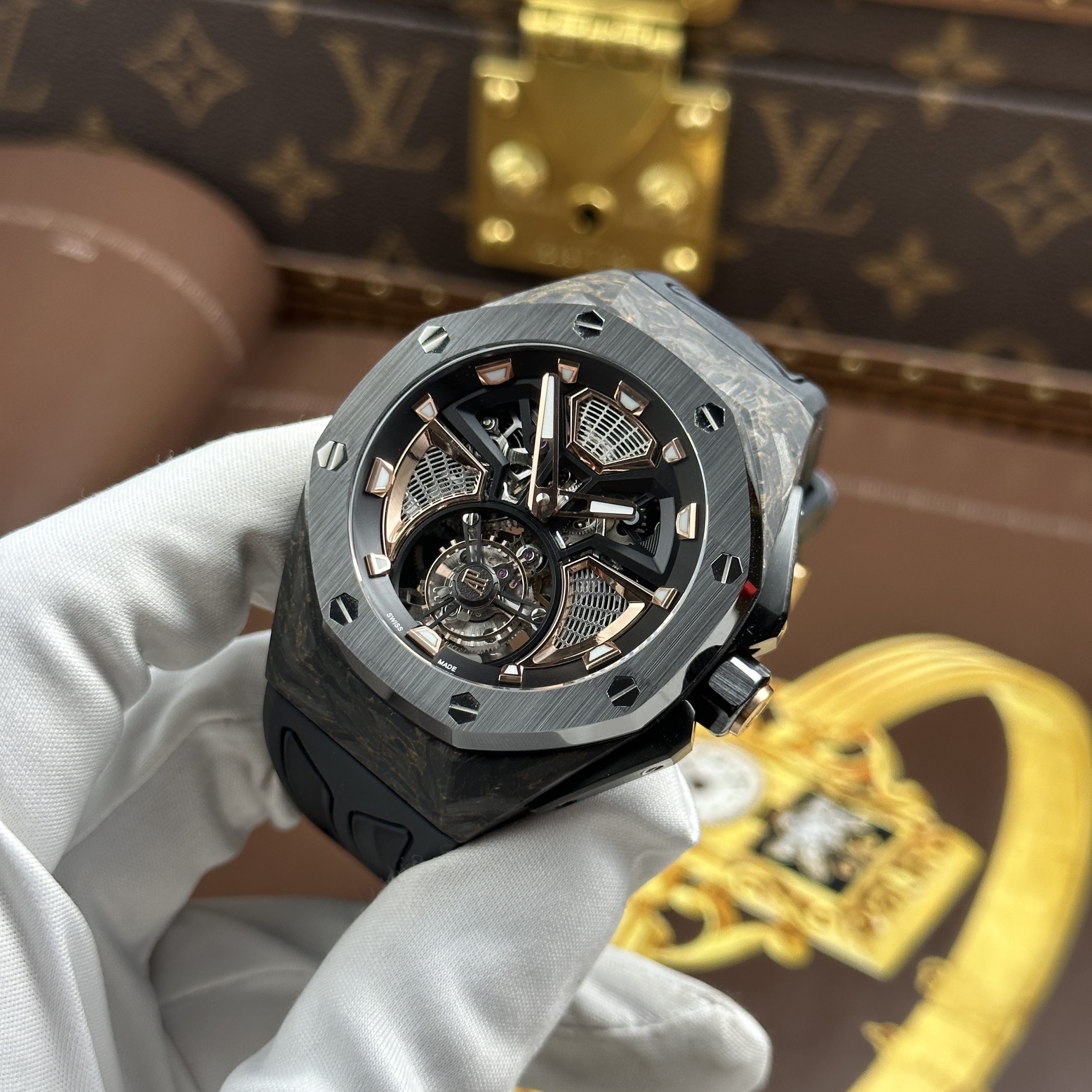 Audemars Piguet Royal Oak Flying Tourbillon UAE Version Imitation Watch Carbon CFT Case Black Rubber Strap 42mm (14)
