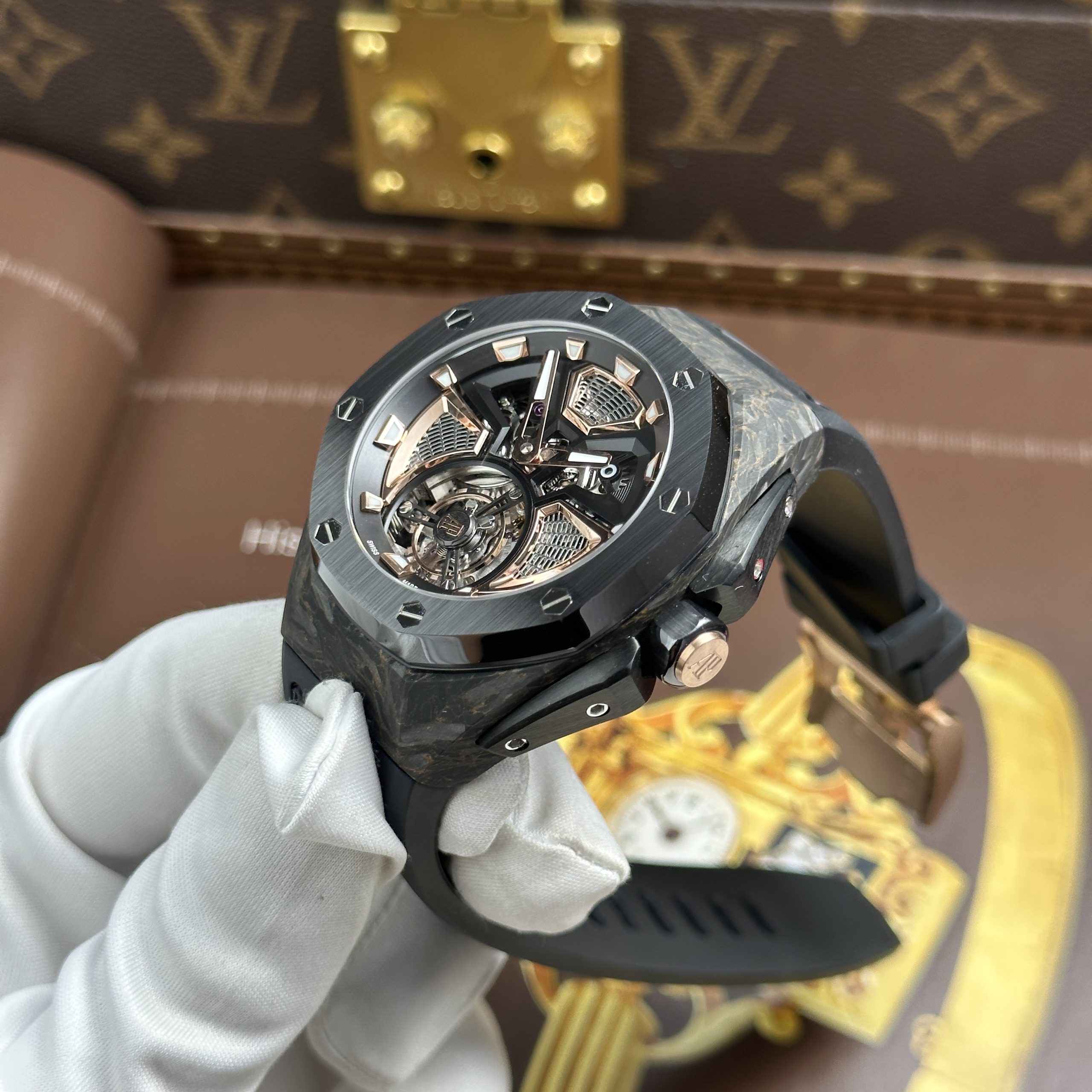 Audemars Piguet Royal Oak Flying Tourbillon UAE Version Imitation Watch Carbon CFT Case Black Rubber Strap 42mm (15)