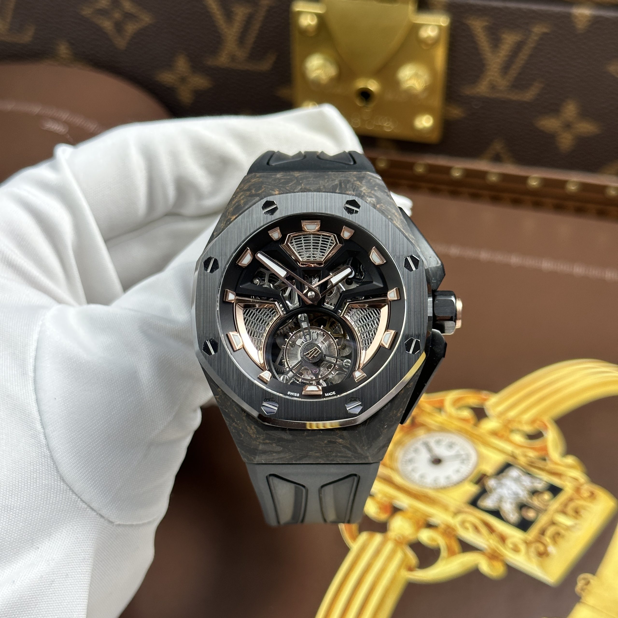 Audemars Piguet Royal Oak Flying Tourbillon UAE Version Imitation Watch Carbon CFT Case Black Rubber Strap 42mm (16)
