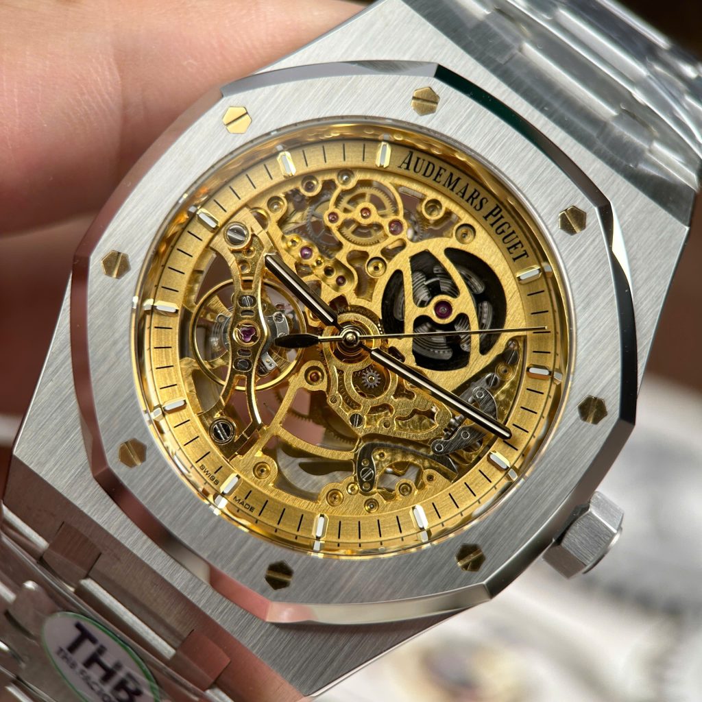 Audemars Piguet Royal Oak Openworked 15407 Replica Watch Gold Dial THB Factory 41mm (1)