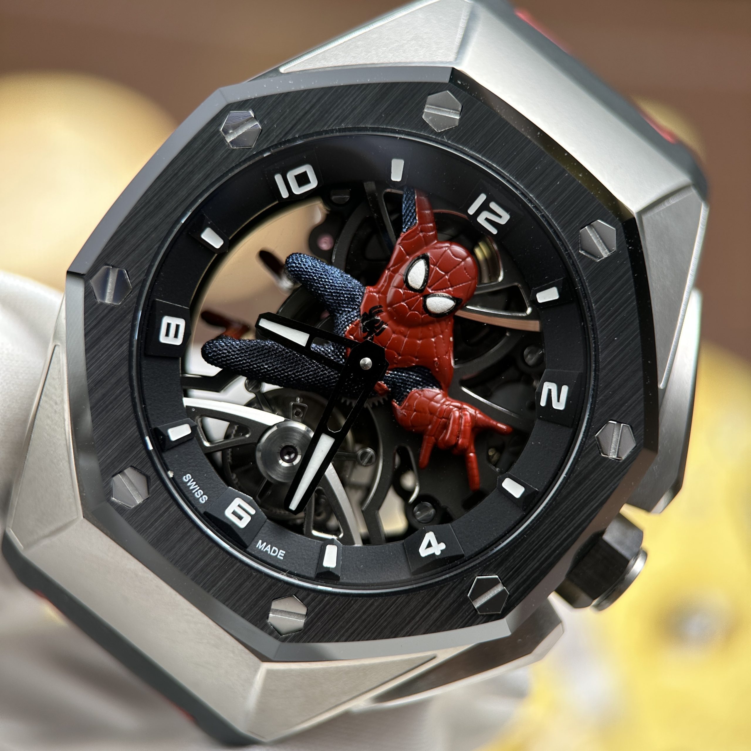 Audemars Piguet Royal Oak Spider-Man Tourbillon Luxury Imitation Watch Titanium Case One Click Strap 42mm (10)