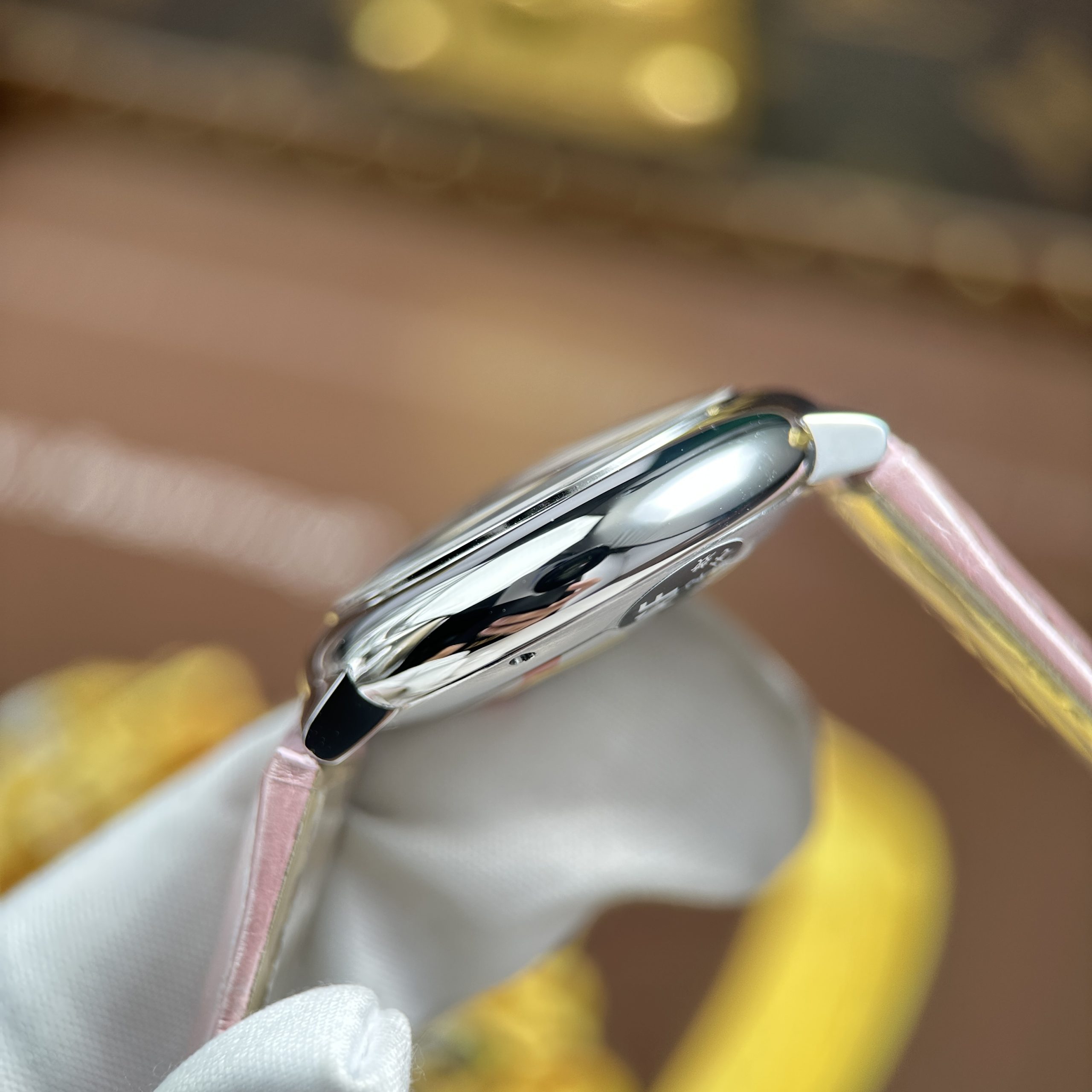 Cartier Ballon Bleu Good Imitation Watch White Dial Pink Leather Strap Automatic AF Factory 33mm (2)