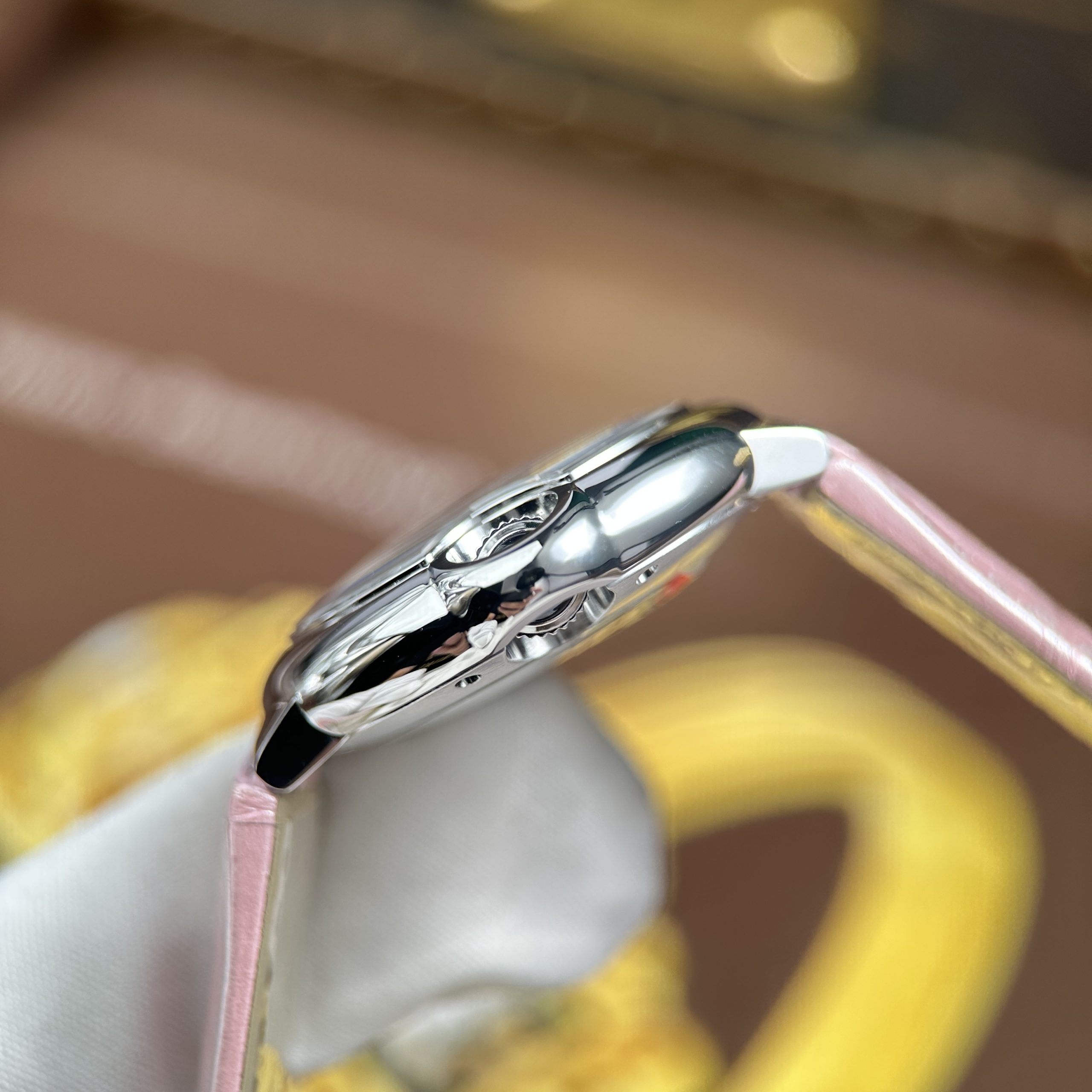 Cartier Ballon Bleu Good Imitation Watch White Dial Pink Leather Strap Automatic AF Factory 33mm (3)