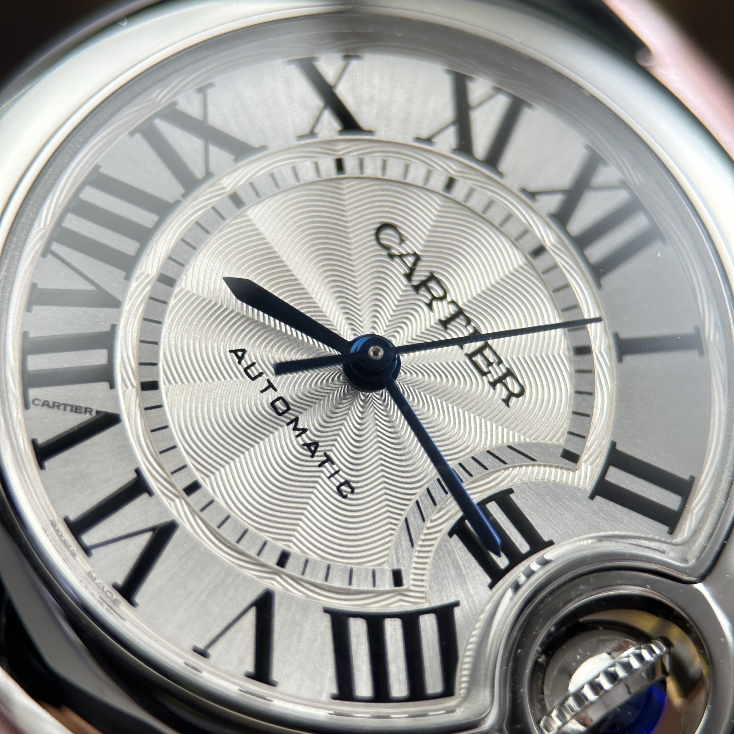 Cartier Ballon Bleu Good Imitation Watch White Dial Pink Leather Strap Automatic AF Factory 33mm (4)