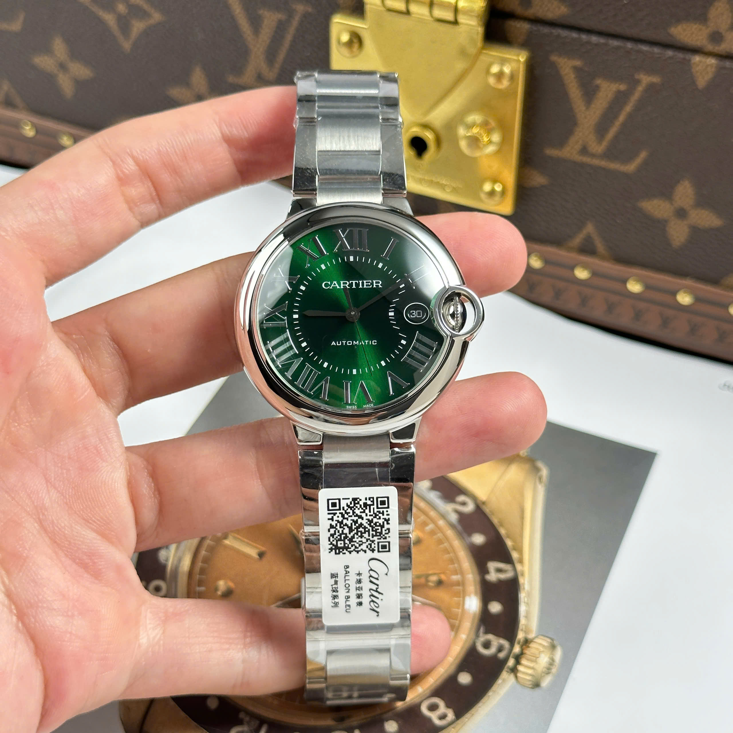 Cartier Ballon Bleu Imitation Watch Green Emeral Dial Stainless Steel AF Factory 40mm (11)