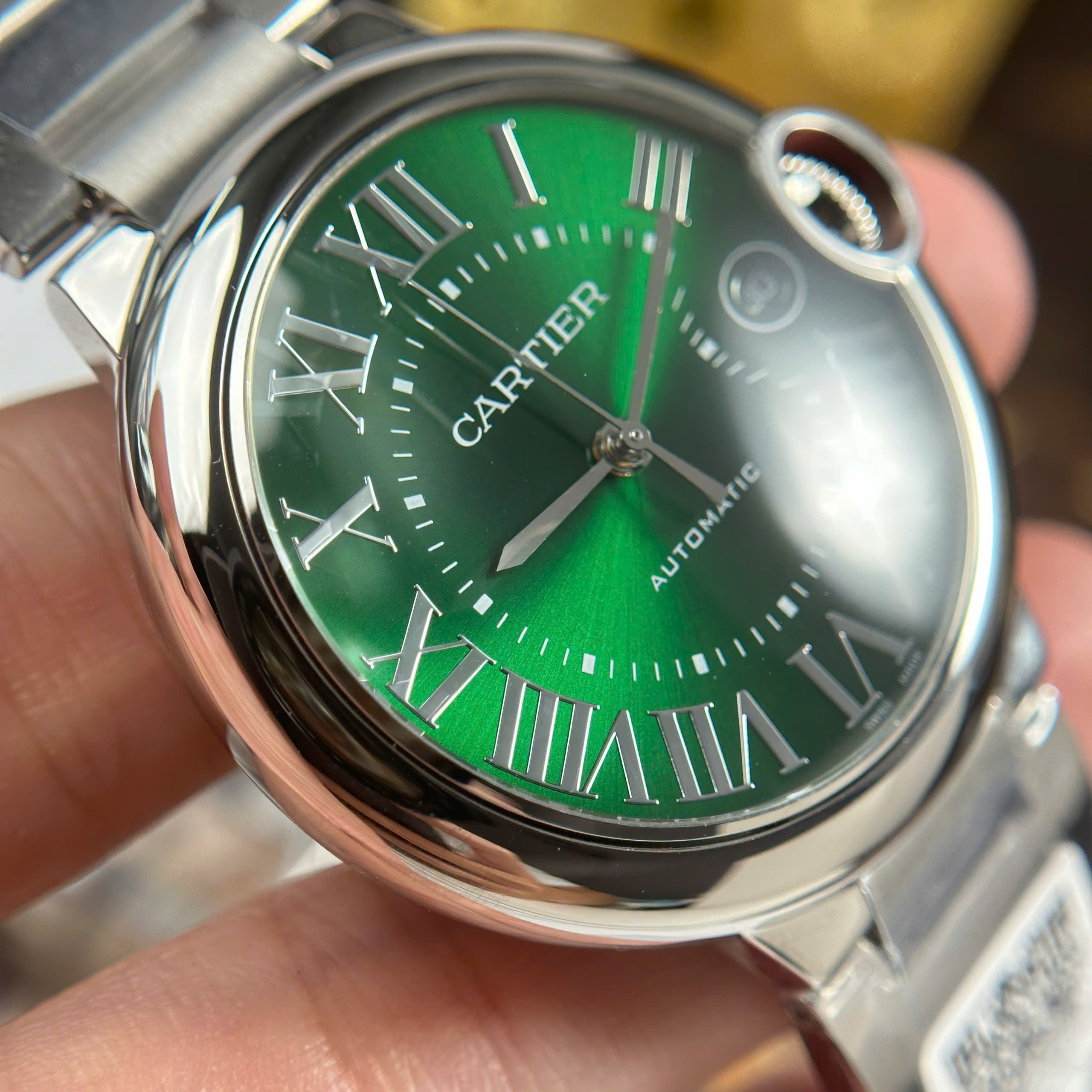 Cartier Ballon Bleu Imitation Watch Green Emeral Dial Stainless Steel AF Factory 40mm (7)
