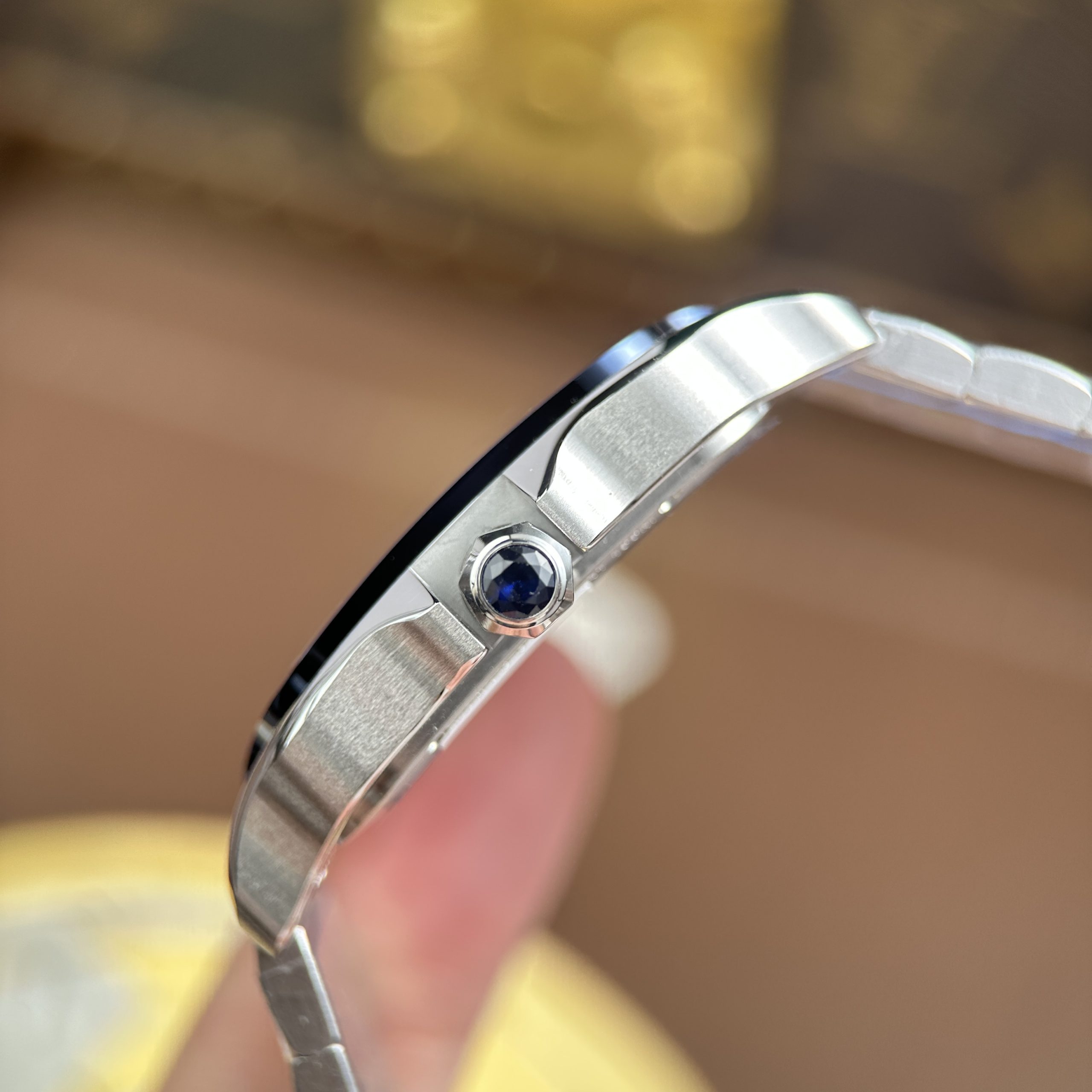 Cartier Santos Best Quality Replca Watch Blue Skeleton Dial Stainless Steel Manual Winding 39 (6)