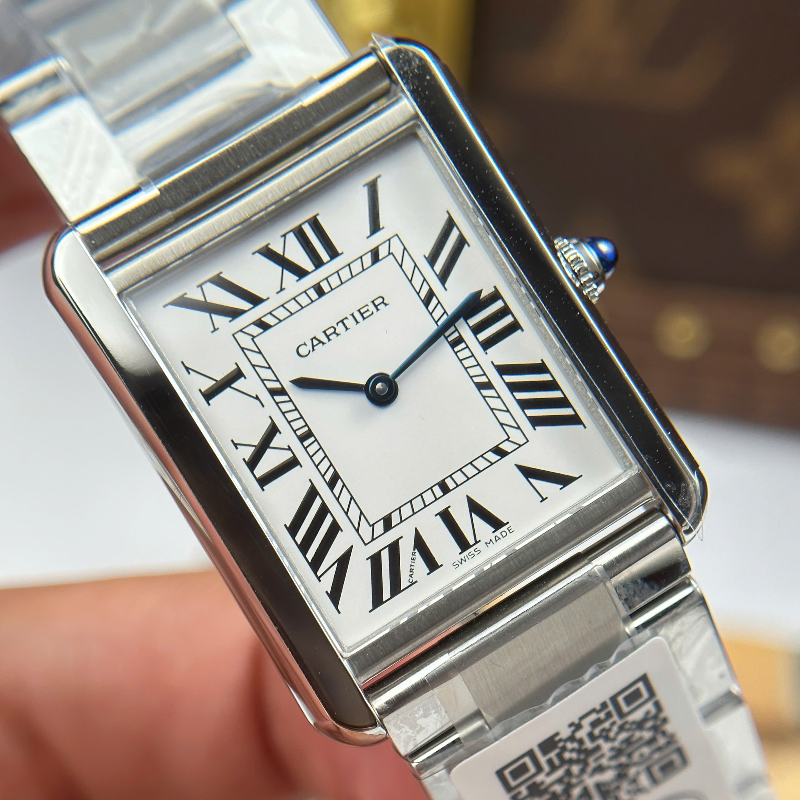 Cartier Tank Solo Replica Watch White Dial Stainless Steel Quartz AF Factory 27.5mm x 35mm (7)