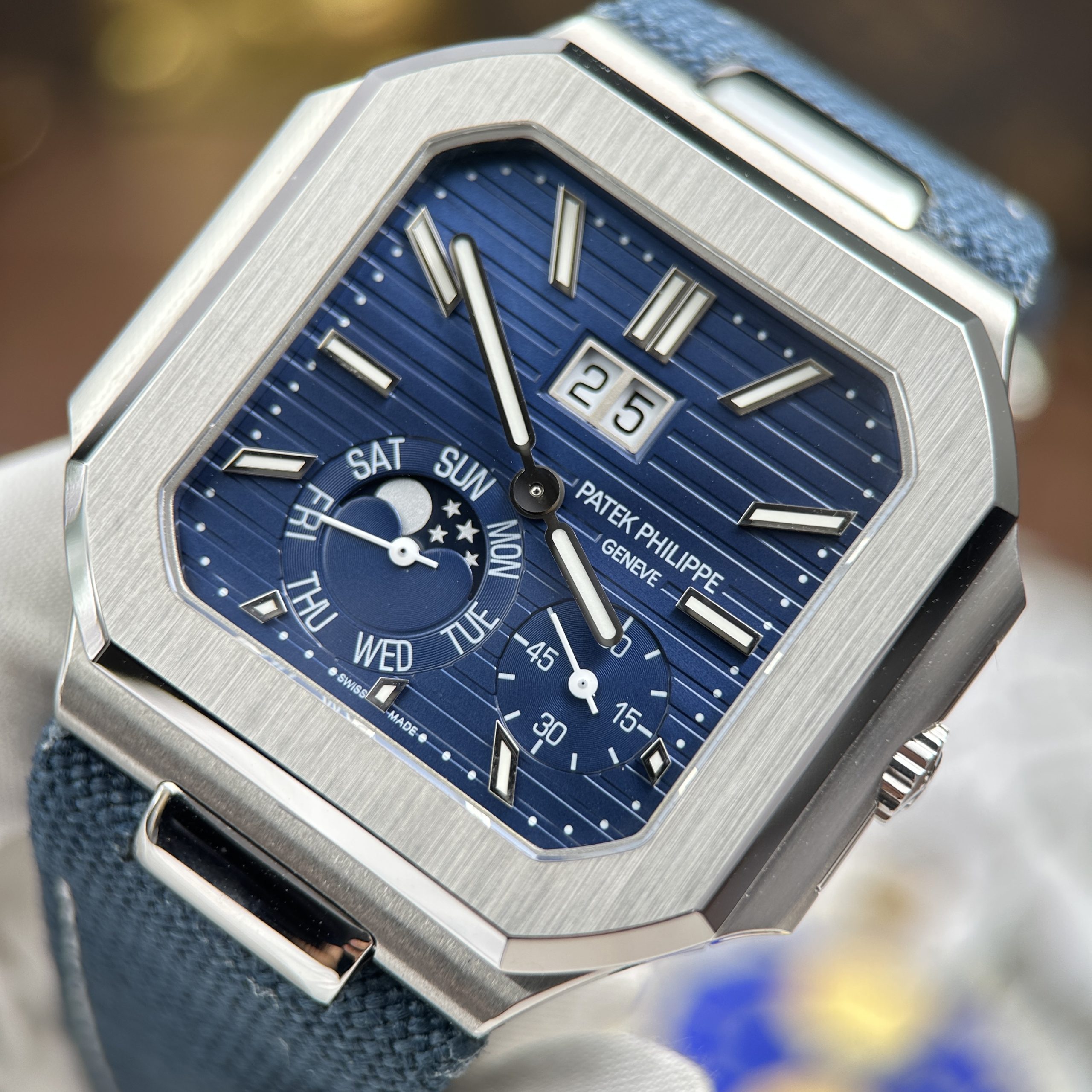 Patek Philippe Cubitus 5822P-001 Imitation Watch Blue Dial Full Optional Custom Leather Strap 45mm (12)