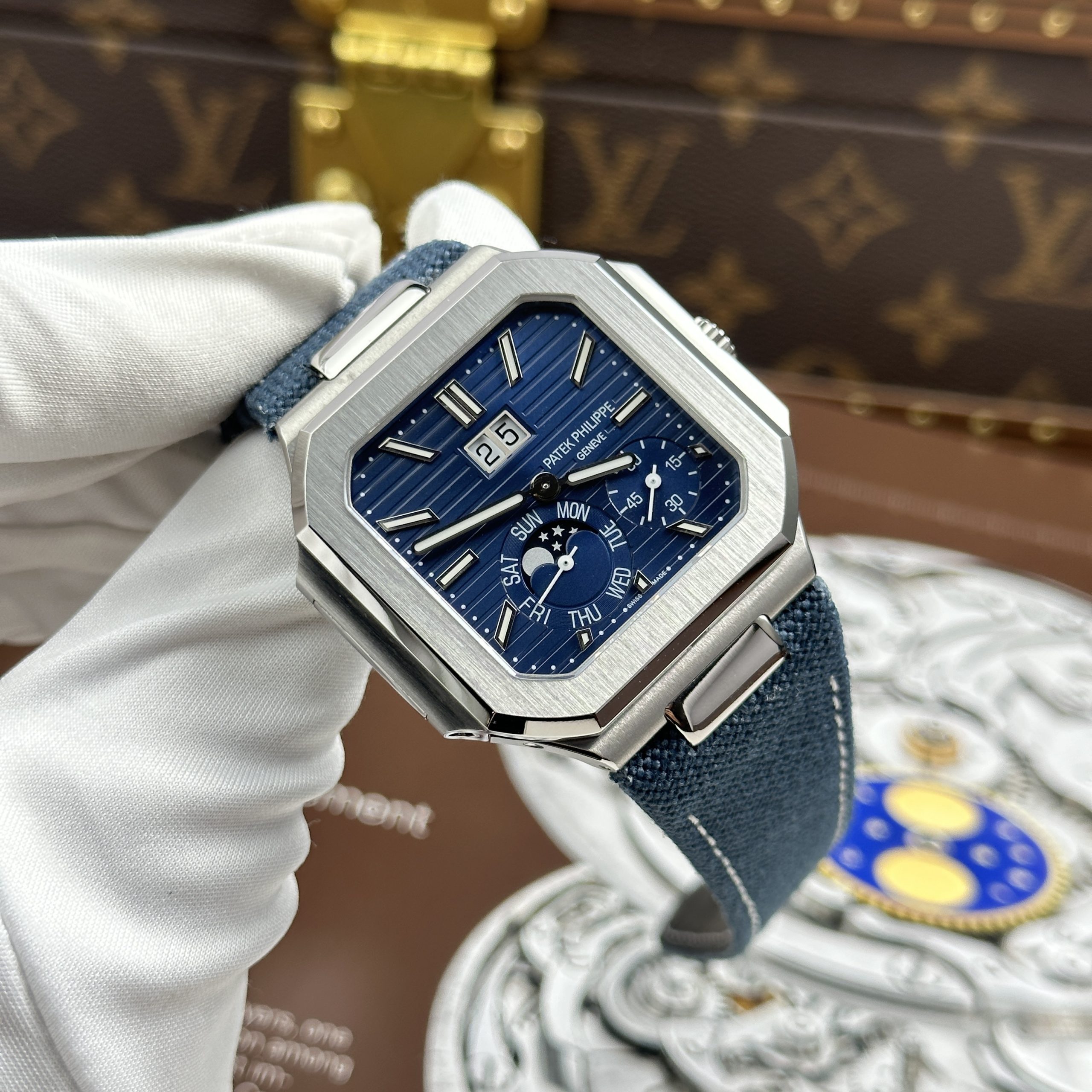 Patek Philippe Cubitus 5822P-001 Imitation Watch Blue Dial Full Optional Custom Leather Strap 45mm (14)
