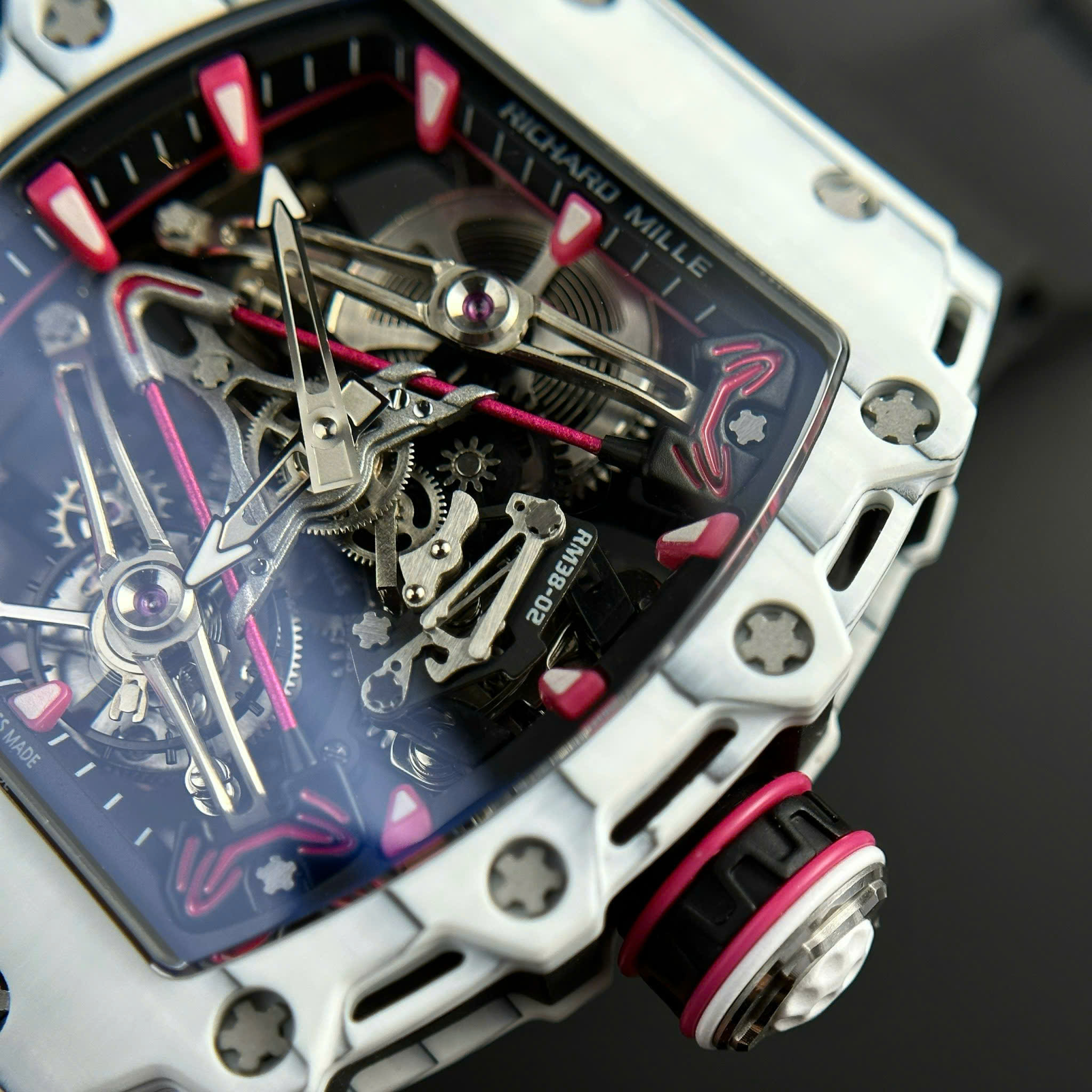 Richard Mille RM38-02 Bubba Watson Knock Off Watch White Dial Carbon Case Tourbillon 43 (15)