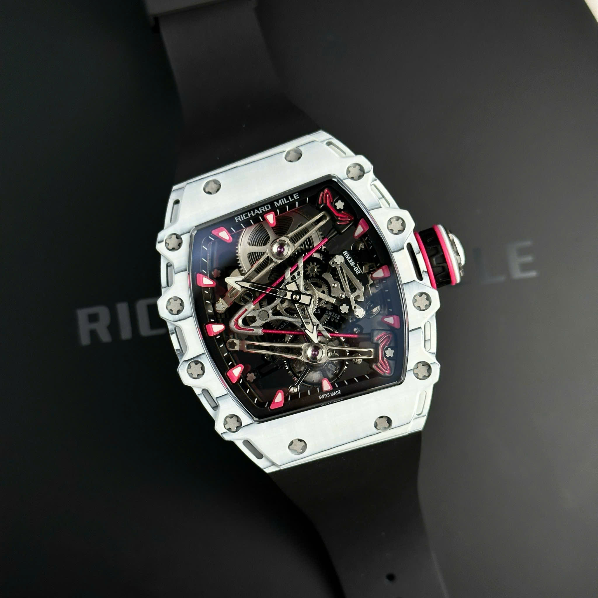 Richard Mille RM38-02 Bubba Watson Knock Off Watch White Dial Carbon Case Tourbillon 43 (16)